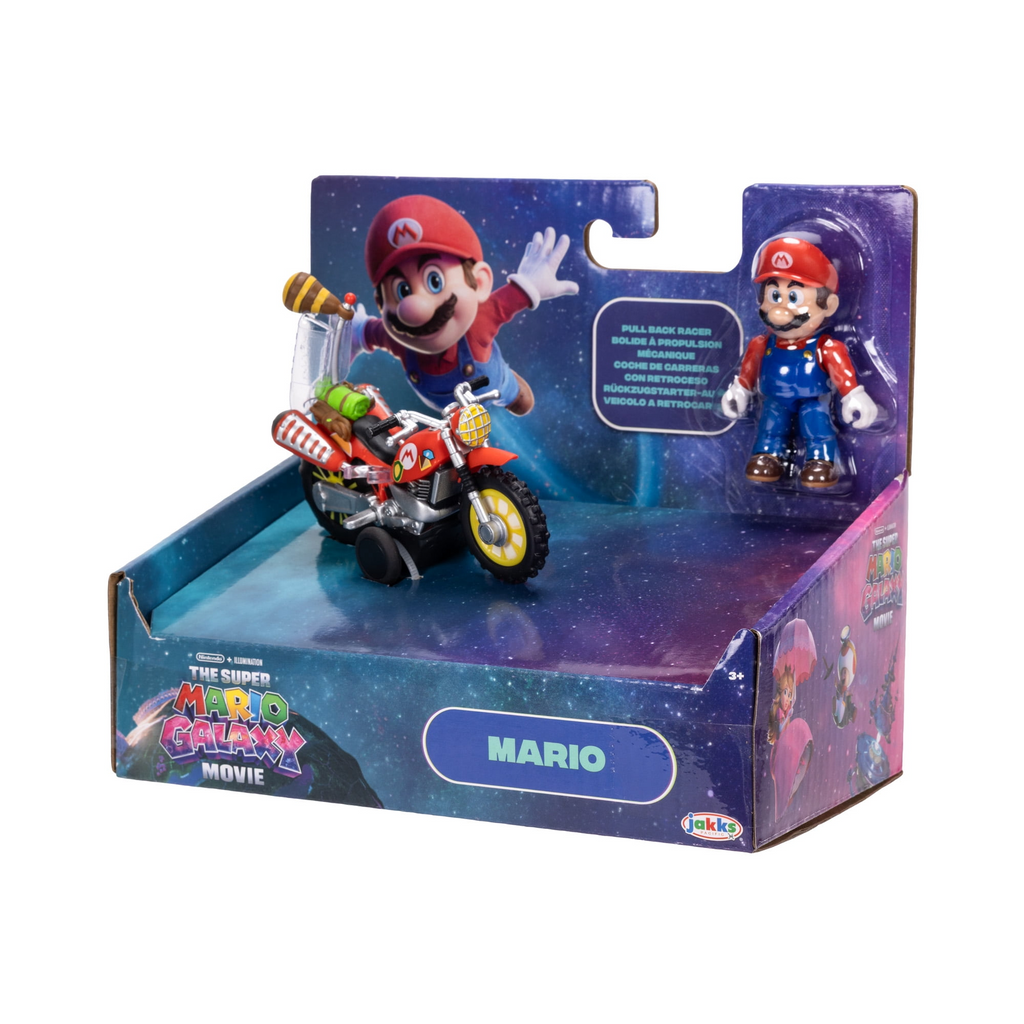 The Super Mario Galaxy Movie – 2.5 inch Action Figure with Pull Back Motorcycle – Mario