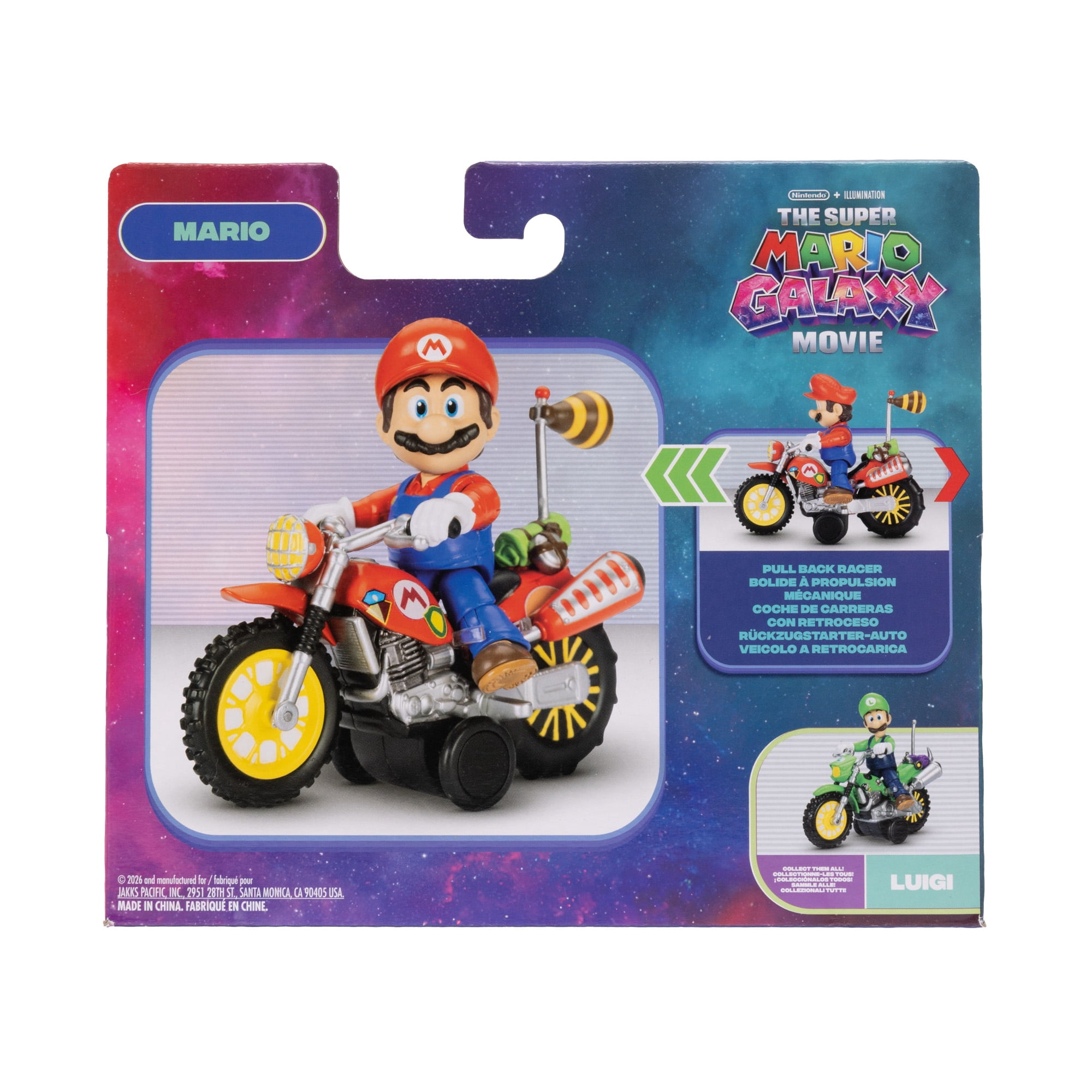 The Super Mario Galaxy Movie – 2.5 inch Action Figure with Pull Back Motorcycle – Mario